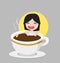 Girl Take A Bath In Cup Of Hot Coffee cup