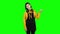 Girl takes offense at her friend, turned away from him. Green screen