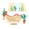 Girl takes a relaxing bath at home and drinks wine cartoon flat vector illustration.