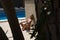 girl takes a sunbath on swimming pool