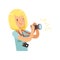 Girl taking pictures, young professional photographer character vector Illustration