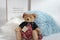 Girl Teddy Bear Background with Religious Theme