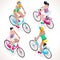 Girl Teen Cycling 3D Vector Isometric People