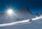 Girl telemark skiing snow slope in mountains in the alps