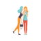 Girl Telling Secret, Two Beautiful Women Friends, Female Friendship Vector Illustration