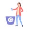 Girl throws out trash, the vector graphics