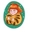 a girl in a tiger costume, can be used as a sticker,