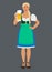 Girl in Traditional Bavarian folk costume dirndl with beer