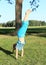 Girl training handstand