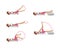 Girl is training at home. Abdominal muscles, buttocks, legs. Exercise scissors and bike. Isolated on a white background