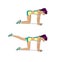 Girl is training at home. Stretching the muscles of the legs and spine. Exercises and gymnastics. Isolated on a white background