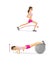 Girl is training. Strengthening muscles of the arms and chest push-ups on fitball. Lunges feet first