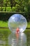 The girl in a transparent sphere