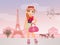 Girl travel in Paris