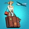 Girl travel suitcase airport