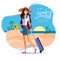 Girl  travels around the world, vector eps 10
