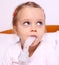 Girl during treatment for respiratory aerosols