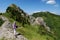 Girl trekking in Carpathian Mountains