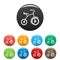 Girl tricycle icons set color