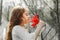 Girl with tulip flower, photo in the profile