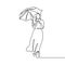 Girl with umbrella awesome and pretty continuous line drawing minimalist design. Hijab women elegant design