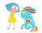 Girl Unicorn Eating Ice Cream Cartoon