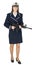 Girl in uniform of the seaman with rifle in hands