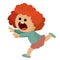 Girl is very scared and runs away, isolated object on a white background, vector illustration,