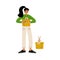 Girl Volunteer Holding Donation Box, Volunteering, Charity and Supporting Vector Illustration