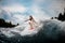 Girl wakesurfer sliding smoothly on a board