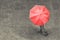 Girl walk with umbrella in rain on pavement artistic conversion