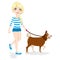 Girl Walking Dog