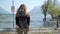 Girl walking by the Garda Lake