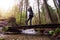 Girl Walking on a Mystical Trail in Rain Forest