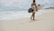 Girl Walking Perfect Beach Surfboard Slowmotion