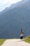 Girl walking in the swiss alps