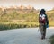 Girl walking on Via Francigena