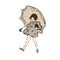 Girl walks under umbrella