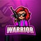 Girl warrior mascot esport logo design