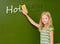 Girl washes away from the chalkboard word