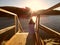 A girl watching sunset at park in Chile