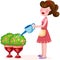 girl watering plant