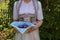 girl wearing a beautiful luxury traditional Bavarian dirndl dress (Tracht) (Munich, Bavaria, Germany)