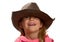 Girl wearing a brown straw hat