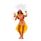 Girl Wearing Festival Costume with Feathers Dancing at Carnival in Rio De Janeiro. Brazilian Samba Dancer Woman