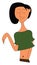 A girl wearing a green crop top looks beautiful vector or color illustration