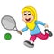 The girl wearing hijab playing tennis cartoon vector illustration