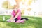 Girl Wearing Medical Face Mask During Workout Outdoors