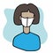 Girl wearing protective face mask. Prevention of coronavirus. Hand drawn vector illustration in flat cartoon style
