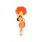 Girl Wearing Red and Yellow Festival Costume Dancing, Brazilian Samba Dancer, Rio de Janeiro Carnival Vector